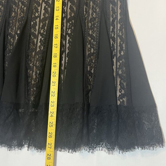 Ann Taylor Loft Pleated Mid Skirt Size 14 Black Lace Cocktail Gothic New - Picture 4 of 10